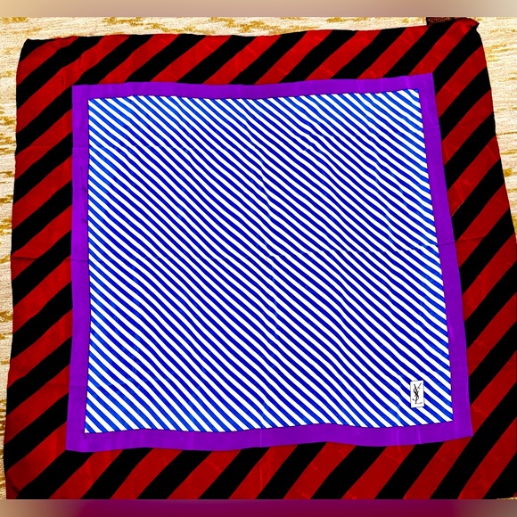 YSL Yves Saint Laurent Vintage Silk color blocking Scarf